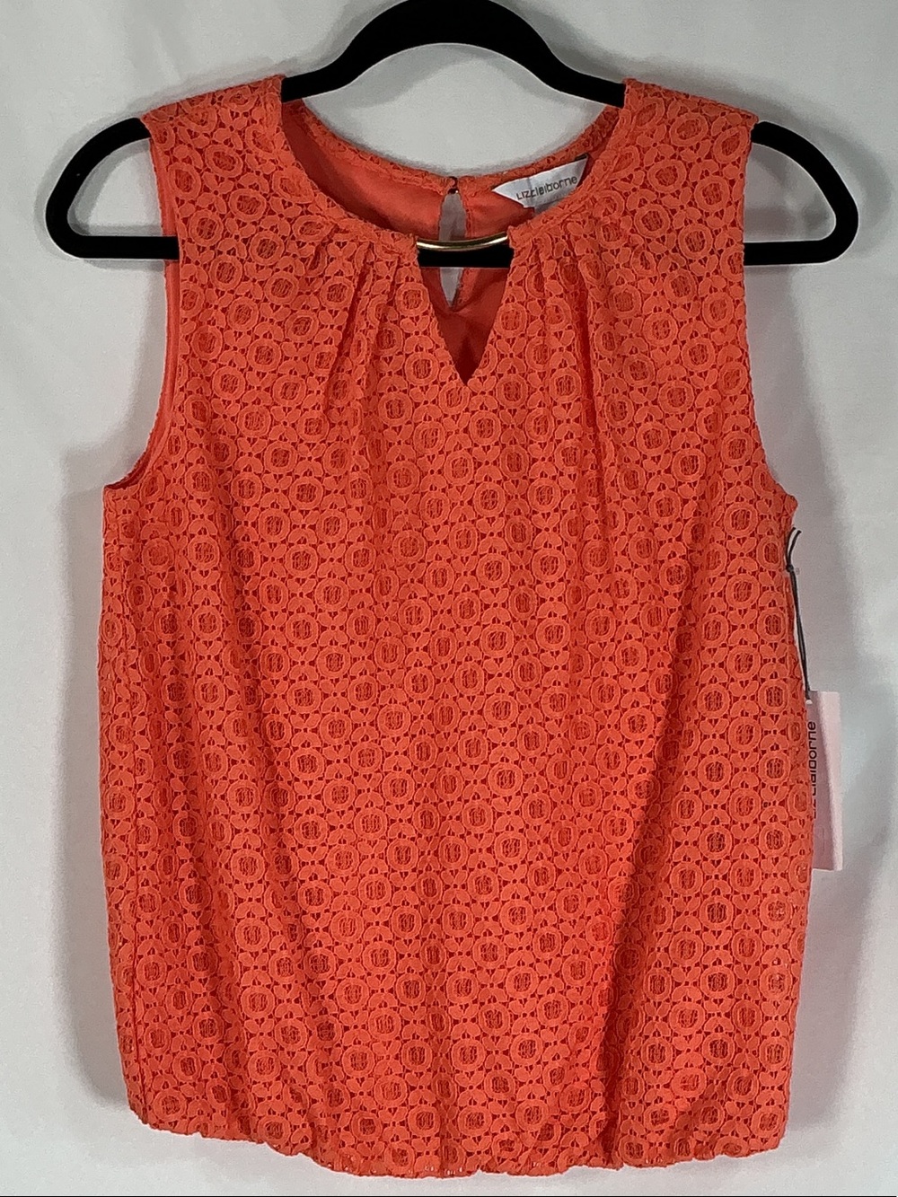 Liz Claiborne Coral Crochet Keyhole Sleeveless Top NWT Size XS